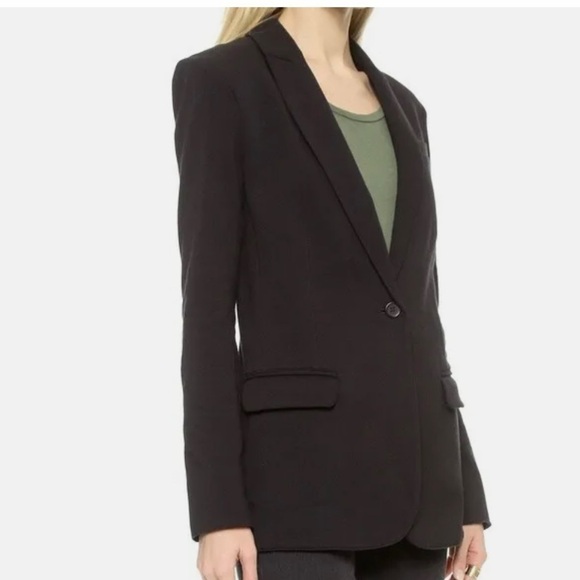 Norma Kamali Blazer Black Boyfriend Jacket Single Button Long Sleeve Size 14 - Picture 2 of 16